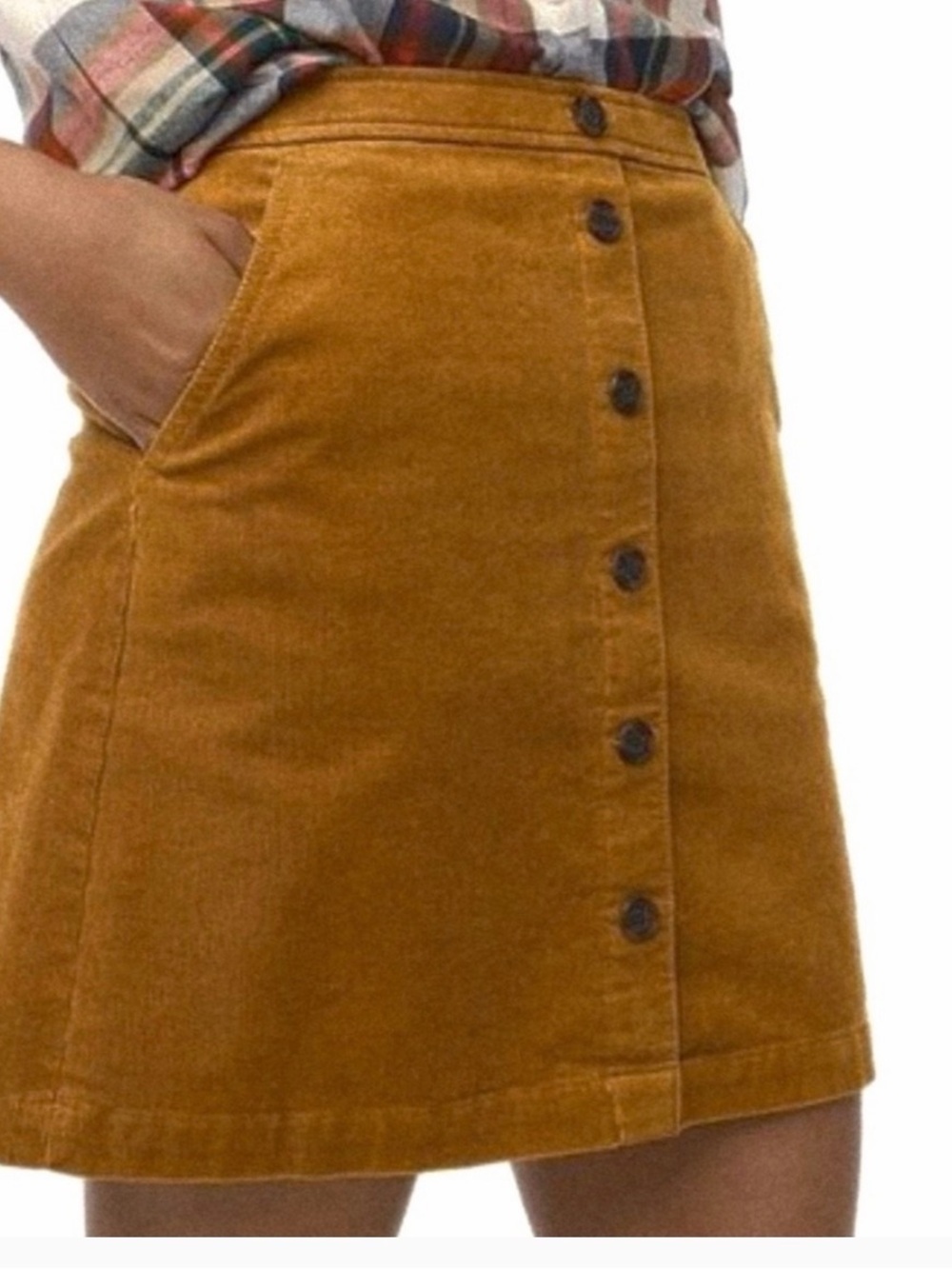 J Crew Corduroy Button Front Mini Skirt A Line Mustard Women’s size 0 NWT